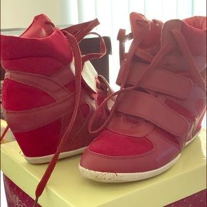 Red Wedge Sneakers